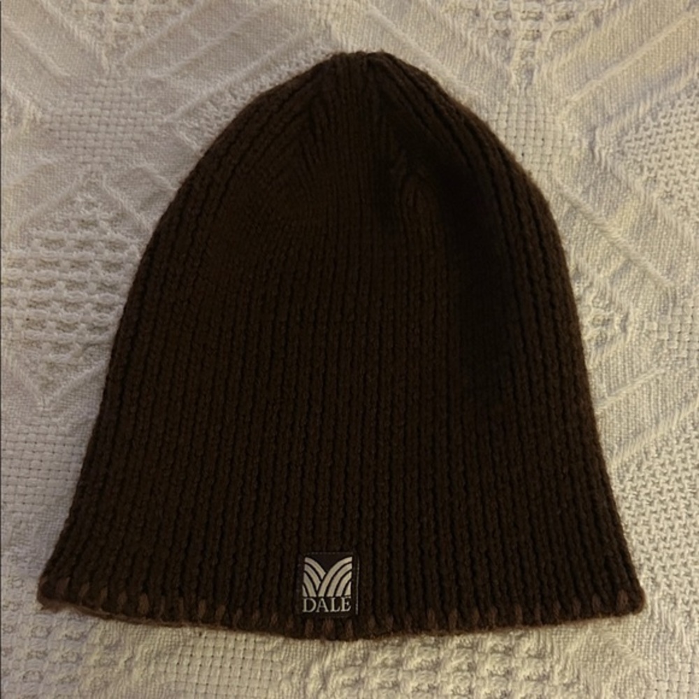 Dale Of Norway Wool Beanie Hat Brown Knit